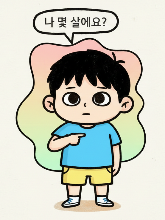나이를 고민하는 캐릭터 일러스트